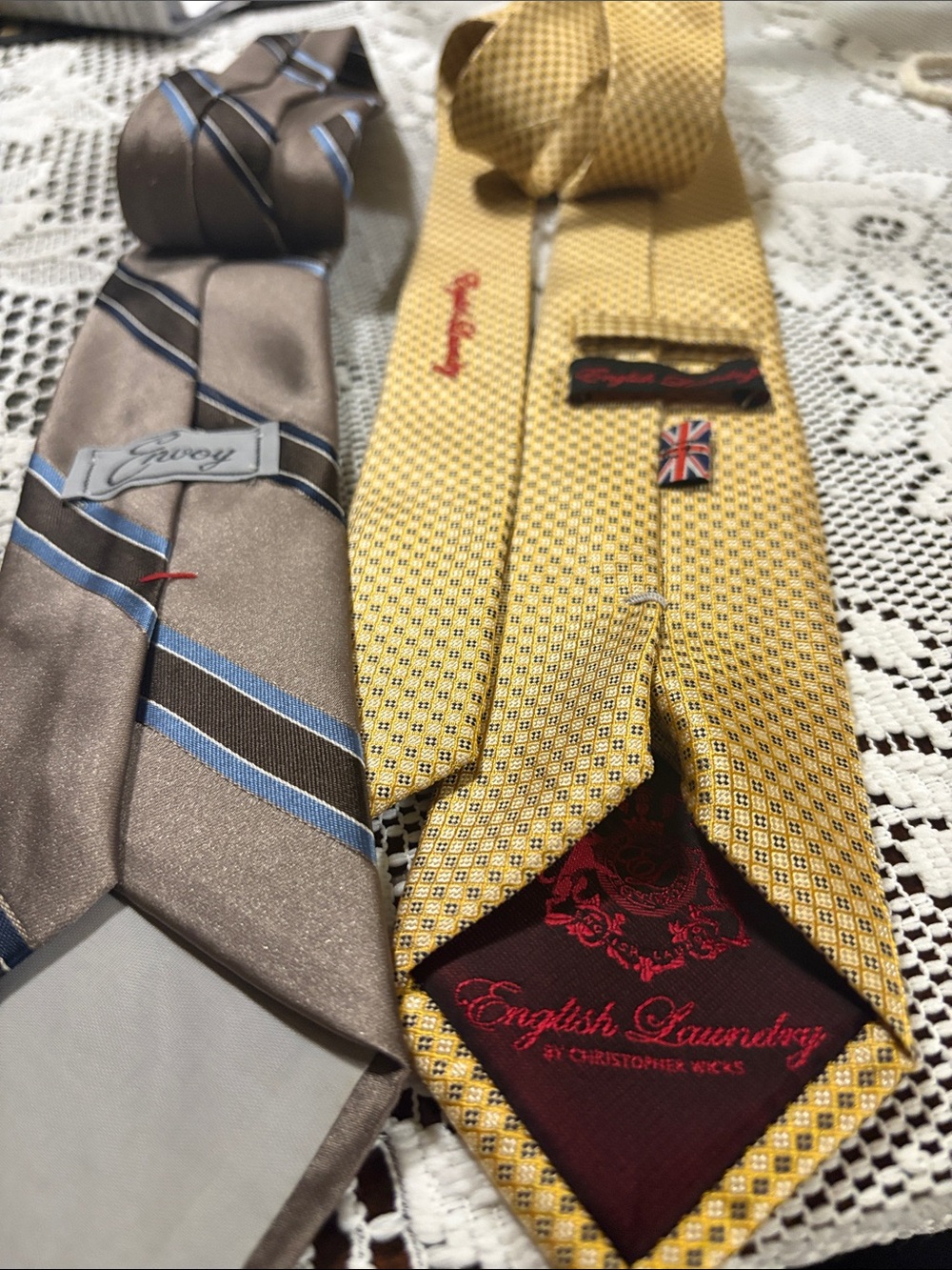 English Laundry Yellow Micro-Pattern Silk Tie
